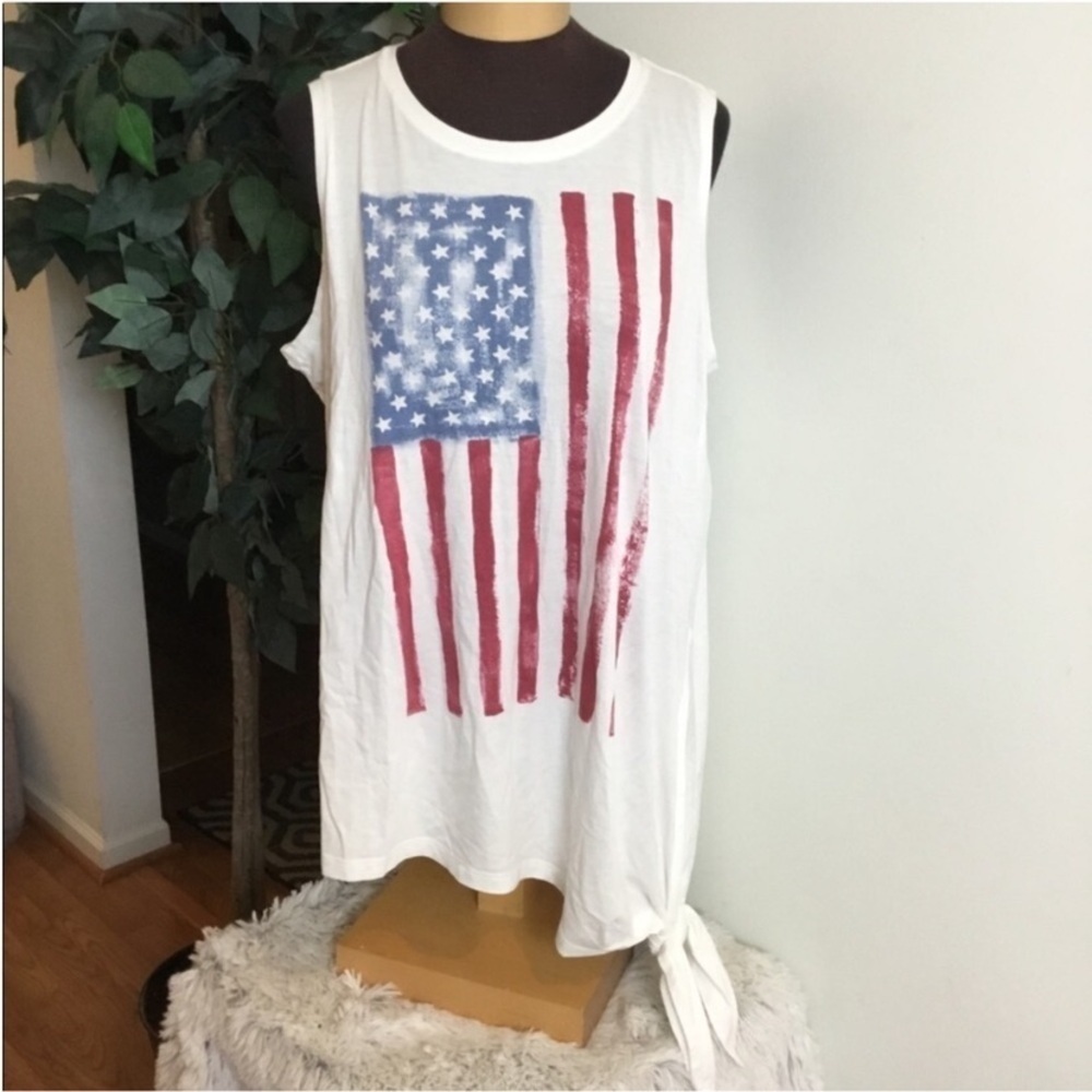 Chaps sleeveless lightweight pullover top Woman’s size 0X American Flag
